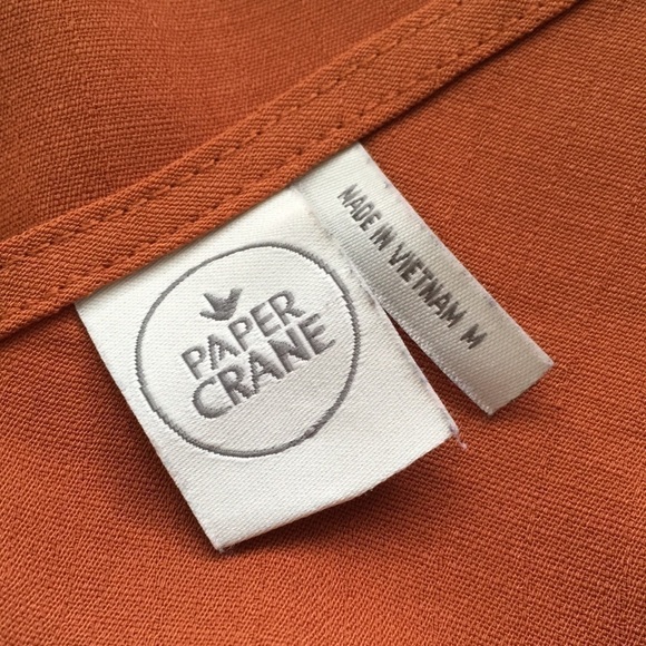 Paper Crane Orange Tank Top Button Down Medium - Picture 6 of 7